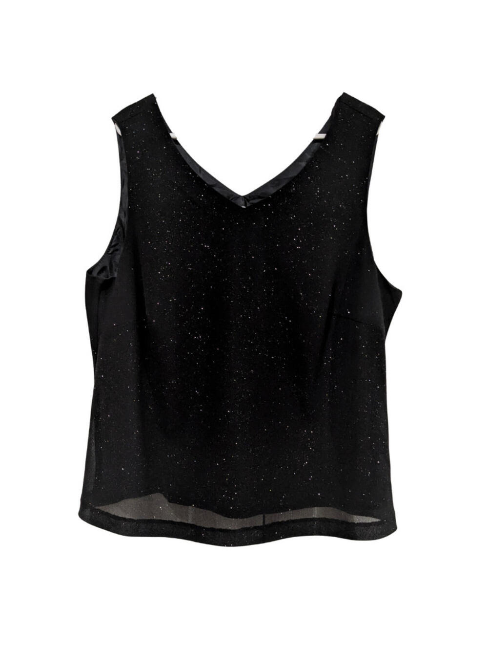 Another Thyme Women's Sleeveless Shimmery Tank Top, Black, Plus Size 2X